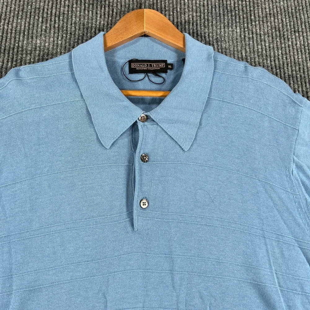 Donald J Trump Sweater Mens XL Extra Large Blue Long Sleeve Collared Casual‎